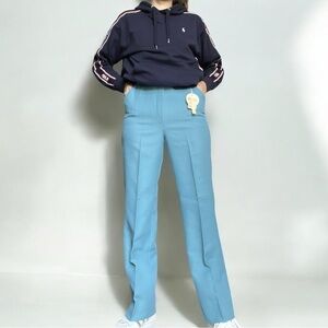 Vintage Campos 60s Straight Leg Bootcut Pants Trousers High Waist DeadStock Blue